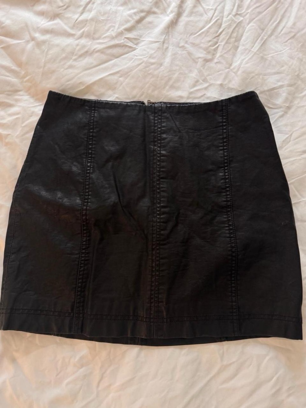 Free People black faux leather mini skirt- Size 6